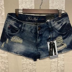 Jean Shorts Distressed Dark Blue Denim Women’s size Large NWT